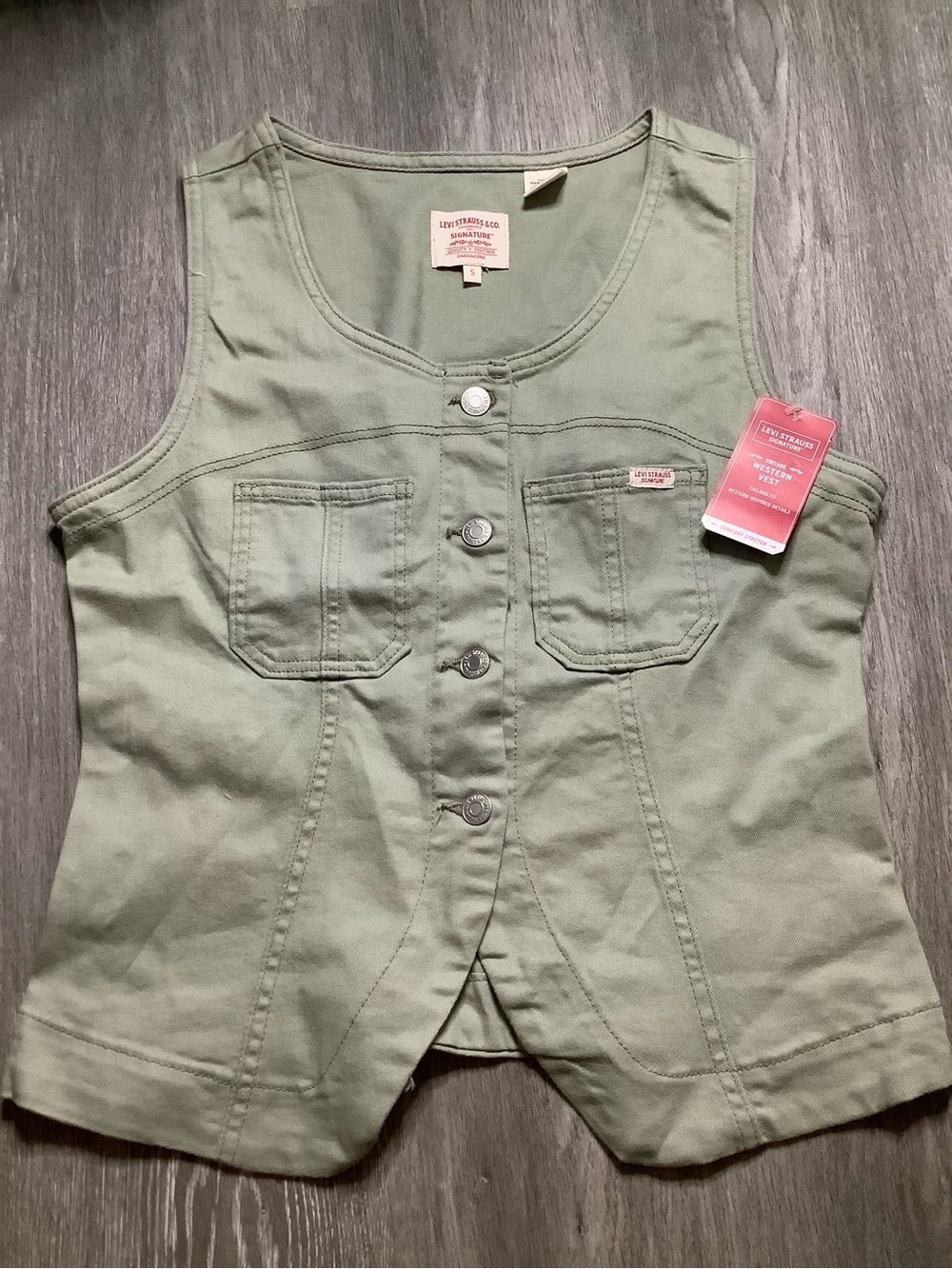 Levi's Olive Green Button-Front Sleeveless Vest